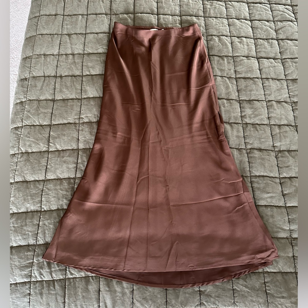 Abercrombie & Fitch Satin Skirt in Chocolate Brown